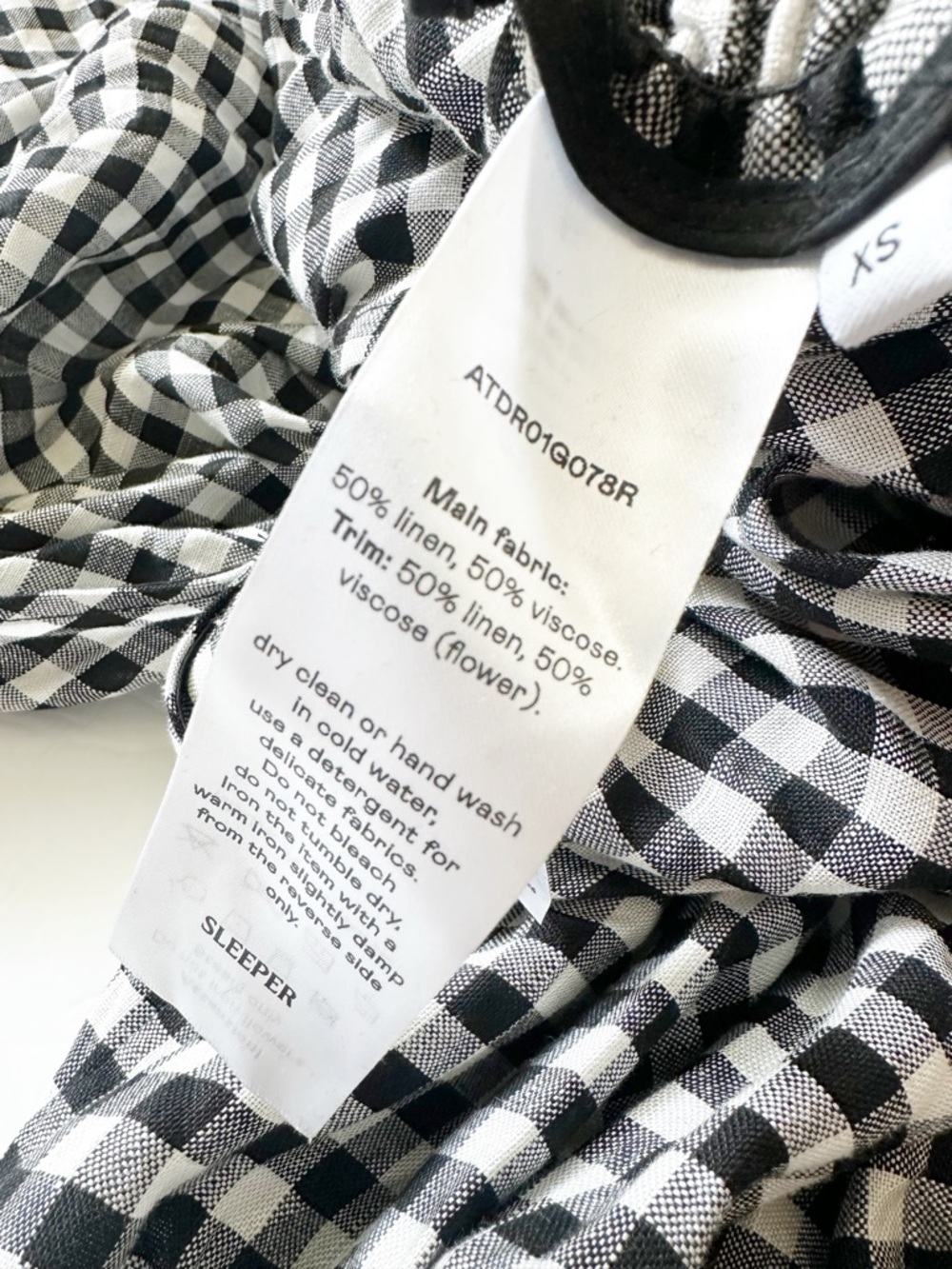 Sleeper Atlanta Linen Dress with Rose Detail in Black Vichy - Picture 10 of 14
